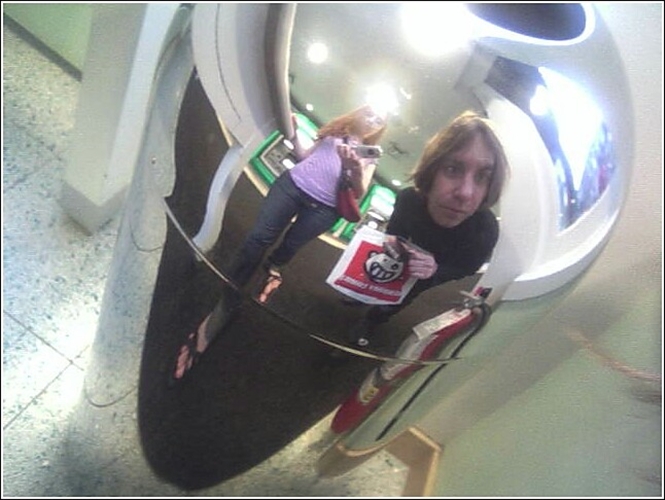 Self-portrait in trashcan with Lee Francis