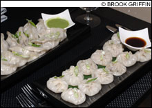 OOH LA LA: Beef, veggie, and pork momos get the pretty party started.