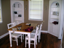 BEFORE (above) + AFTER (below) Water takes table, entire house.