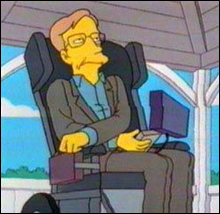 LECTURING THE PEA-BRAINS: Stephen Hawking saves Lisa's brain.